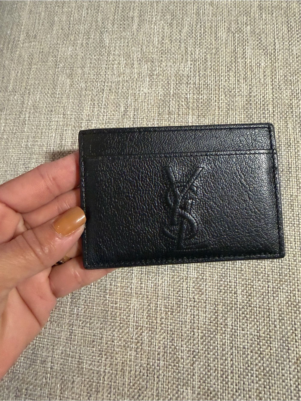 Saint Laurent Black Embossed Leather Card Case